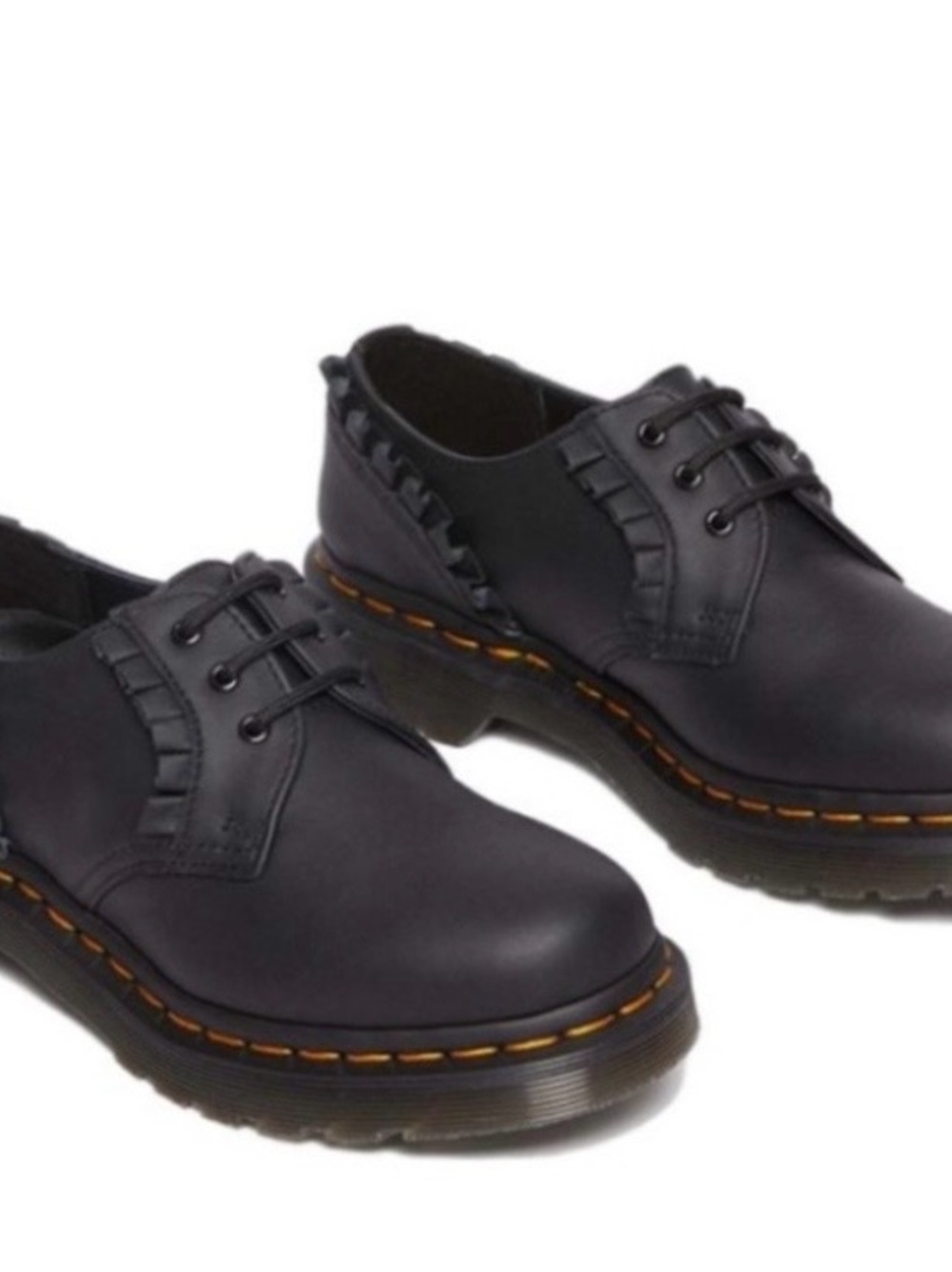 Dr Martens 1461 Frill Napa black Leather Oxford shoe womens 10